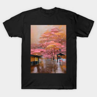 Rain In Japan Rose Gold Artwork Style T-Shirt